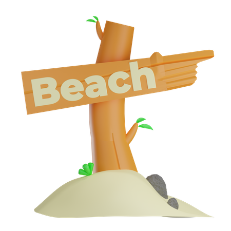 Beach Signboard  3D Illustration