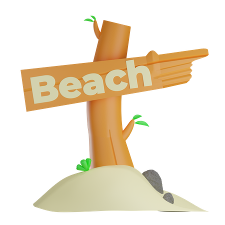 Beach Signboard 3D Illustration