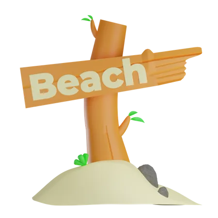Beach Signboard  3D Illustration