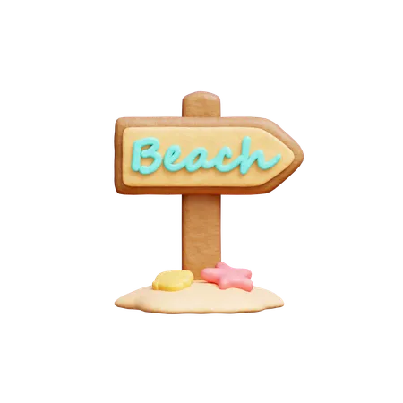 3 D Beach Signpost Summer Beach Element 3D Icon