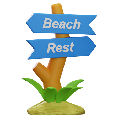 Beach Signpost  3D Illustration