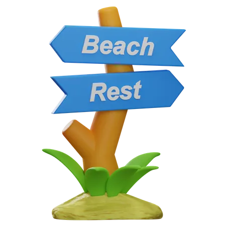 Beach Signpost  3D Illustration