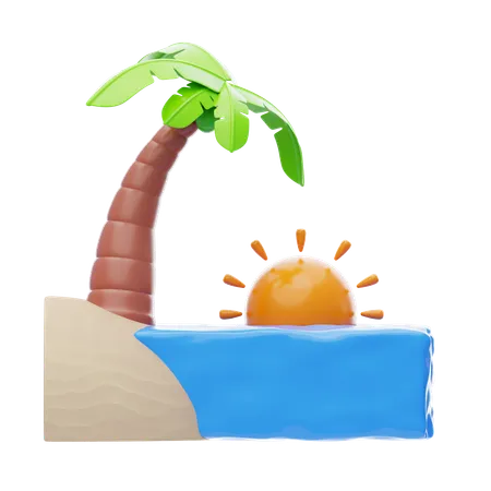 Beach Sunset  3D Icon