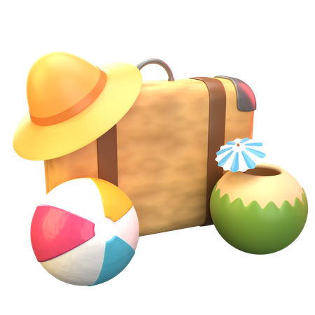 Beach Travel Suitcase  3D Icon