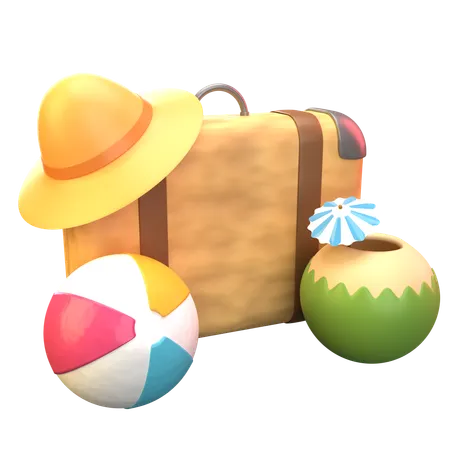 Beach Travel Suitcase  3D Icon