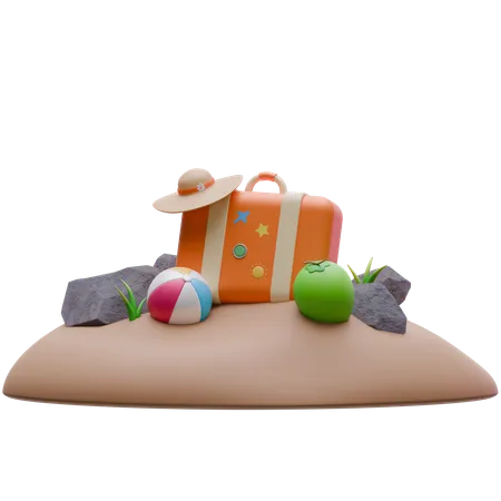 Beach Travel Suitcase  3D Icon