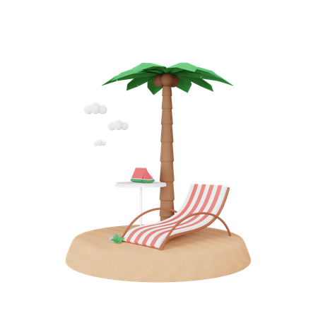 Beach tree  3D Illustration