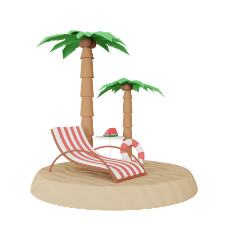Beach trees 3D Illustration