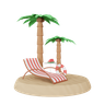 3d beach trees illustration