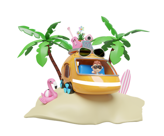 Beach Trip  3D Illustration