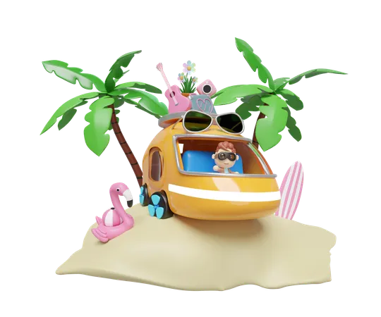 Beach Trip  3D Illustration