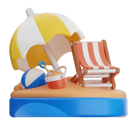 Beach Umbrella  3D Icon