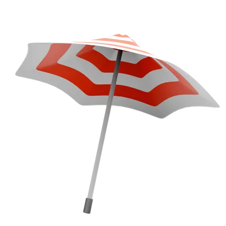 3 D Rendering Beach Umbrella Icon 3 D Render Parasol Designed To Protect From The Sun With Red And White Colors Icon 3D Icon