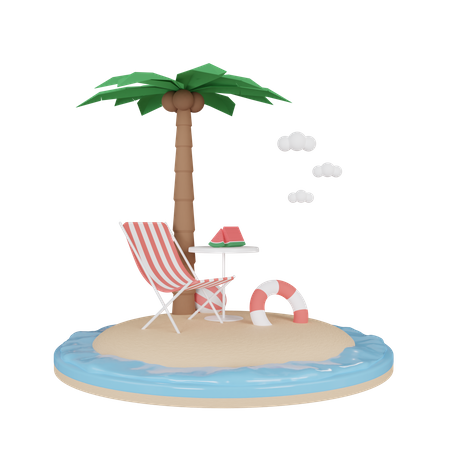 Beach vacation  3D Illustration