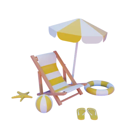 Beach Vacation  3D Illustration