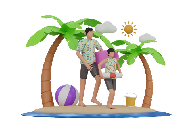 Beach vacation  3D Illustration