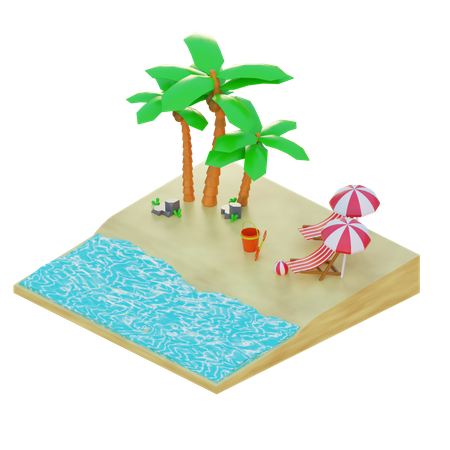 Beach Vacation  3D Illustration