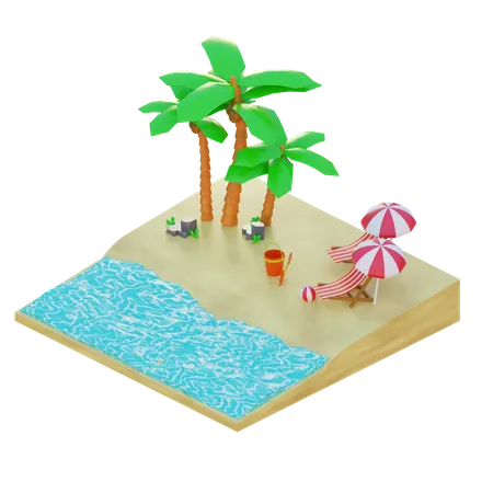 Beach Vacation  3D Illustration