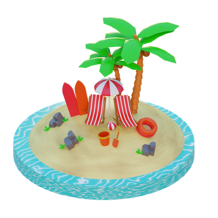 Beach Vacation  3D Illustration