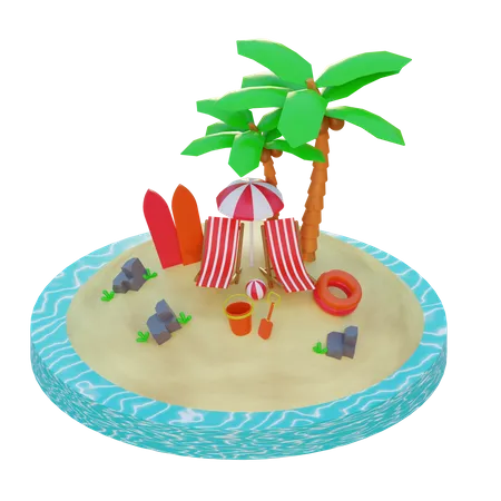 Beach Vacation  3D Illustration