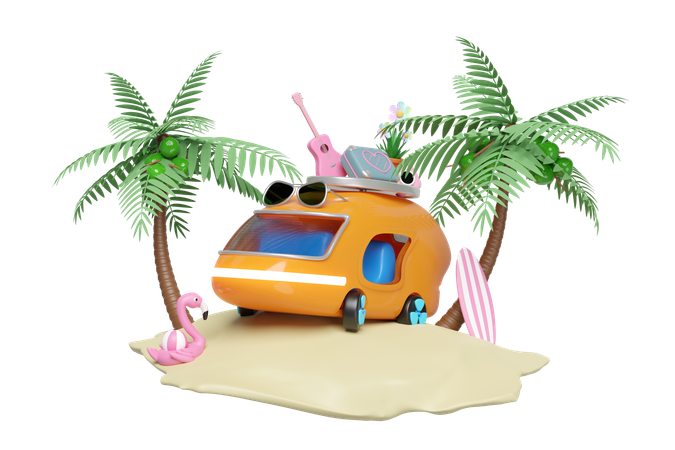 Beach Vacation  3D Illustration