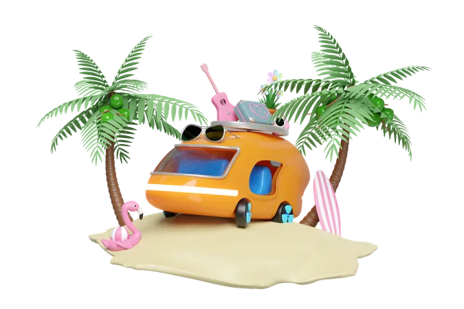 Beach Vacation  3D Illustration