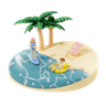 beach vacation 3d logo