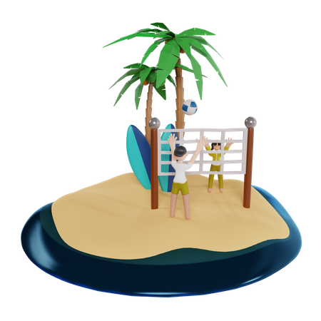 Beach-Volleyball  3D Icon