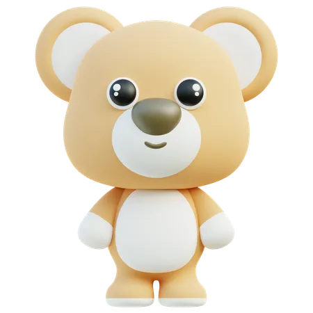 Adorable 3 D Bear Character Standing With A Friendly Smile 3D Icon