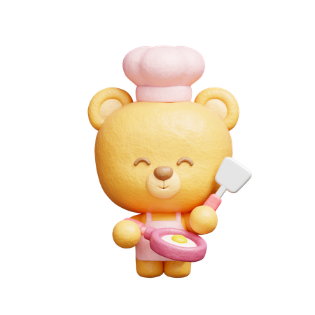 Bear Cooking  3D Illustration