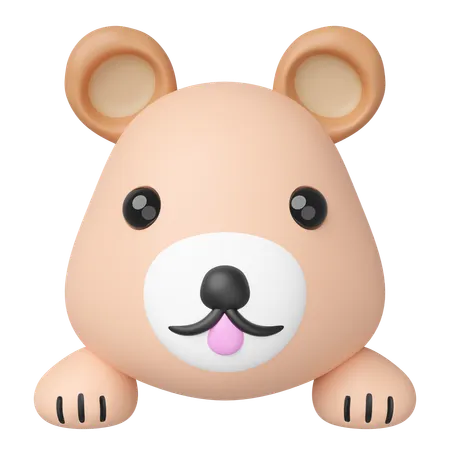 Bear Face 3D Icon