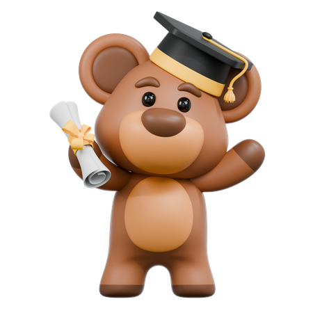 Bear Graduation  3D Illustration