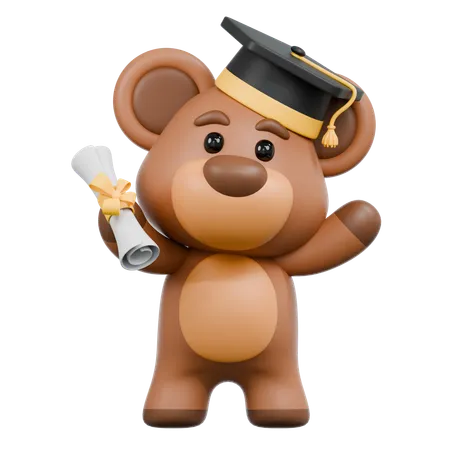 Bear Graduation  3D Illustration