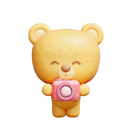 Bear Holding Camera  3D Illustration