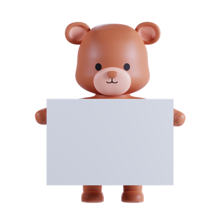 Bear Holding Placard 3D Illustration