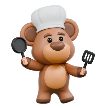 Bear is cooking  3D Illustration