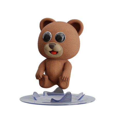 Bear Jumping Into Water  3D Illustration