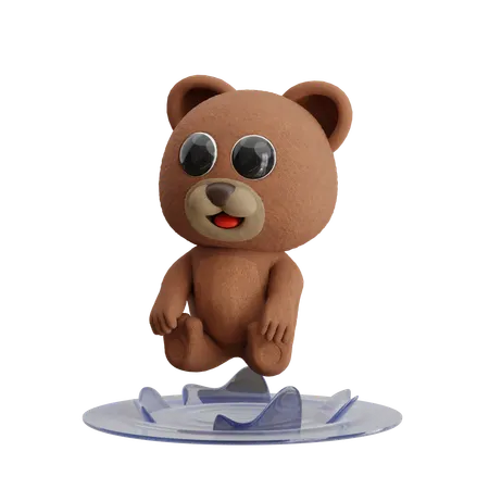 Bear Jumping Into Water  3D Illustration