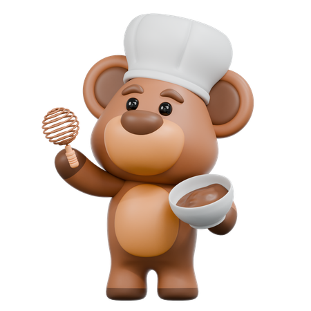 Bear Make Cake  3D Illustration