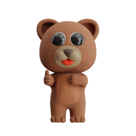 Bear Showing Thumbs Up  3D Illustration