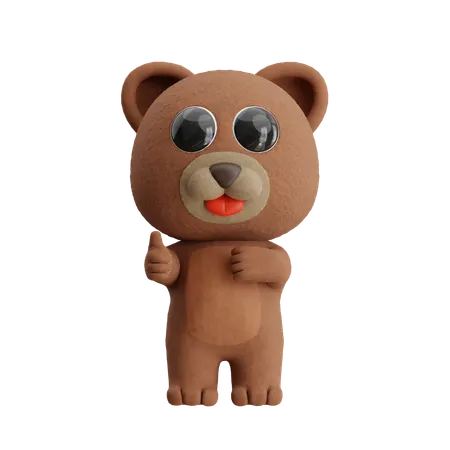 Bear Showing Thumbs Up  3D Illustration