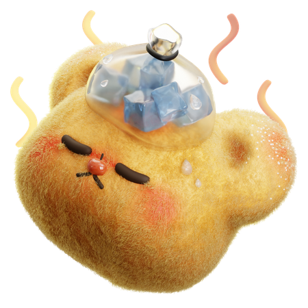 Bear Sick With Ice Pack  3D Icon