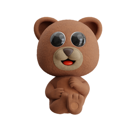 Bear Sitting Relaxing  3D Illustration