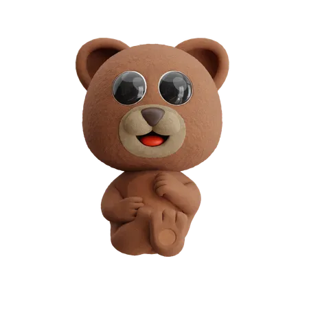 Bear Sitting Relaxing  3D Illustration