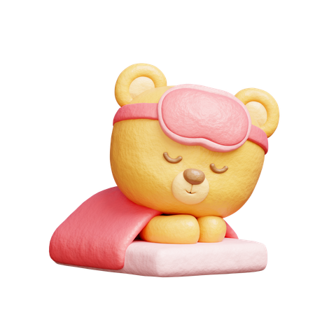 Bear Sleeping  3D Illustration