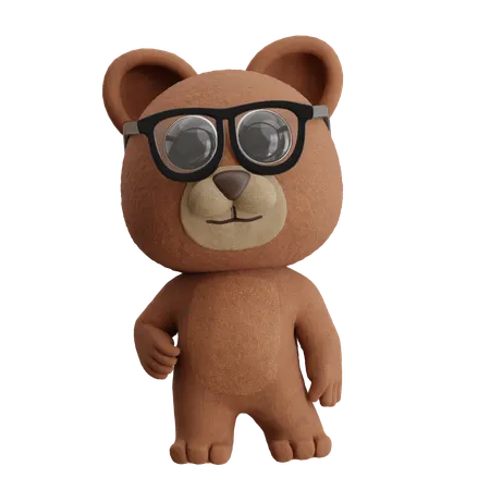 Bear Using Sunglasses  3D Illustration