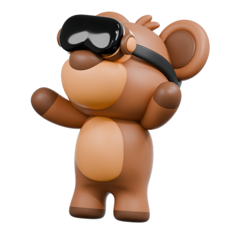 Bear Using VR Glasess  3D Illustration