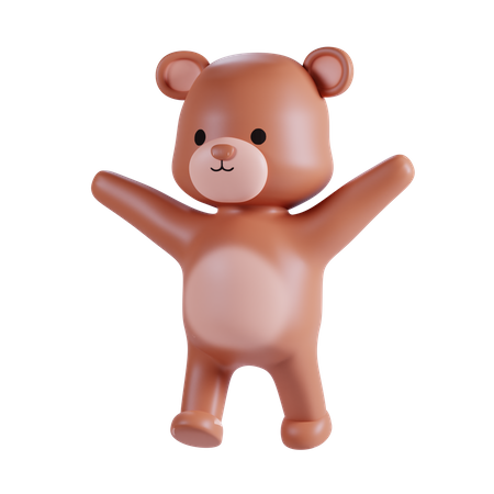 Bear Waving Hands  3D Illustration