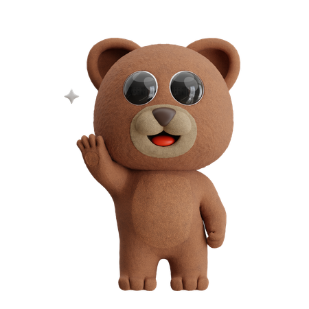 Bear Waving Hands  3D Illustration