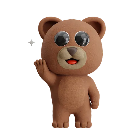 Bear Waving Hands  3D Illustration